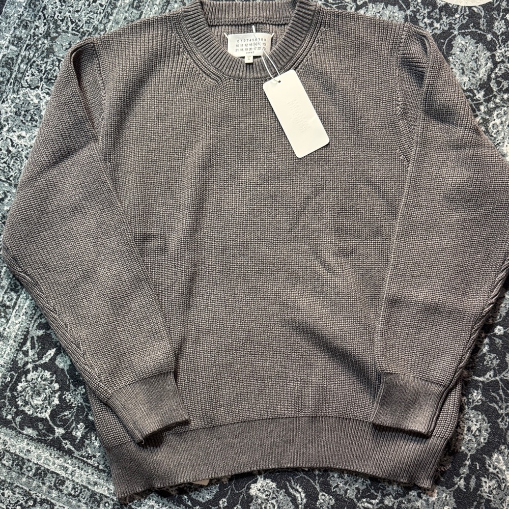 Maison Martin Margiela Men's Taupe Crewneck Knit Sweater